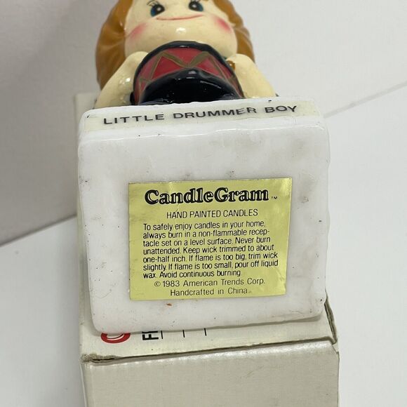 Vtg DRUMMER BOY Hand Painted Candle Candlegram 1983 With Original Box - Picture 7 of 8